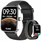 Smartwatch Herren Damen mit Telefonfunktion, 1,85' Fitnessuhr Smart Watch, 100+ Sportmodi Fitness Tracker mit Herzfrequenz/SpO2/Schlaf Monitor Schrittzähler, IP68 Wasserdicht Sportuhr Schwarz