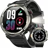 IOWODO Smartwatch Herren 2025 |100 Tage Akku & Beleuchtung | IP68 Wasserdicht & Kompass | Bluetooth-Telefonie |100+ Sportmodi | 24/7 Herzfrequenz & Schlafanalyse | Für Android/iOS