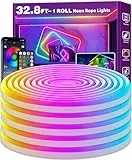 10m LED Neon Seillichter, Steuerung mit App/Fernbedienung, Flexibles LED Seillicht, Mehrere Modi, IP65 Outdoor RGB Neonlichter Wasserdicht