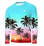 Herren UV Schutzkleidung Rash Guard Langarm UV Shirt Wasser Surf Shirt Blau Kokospalme L