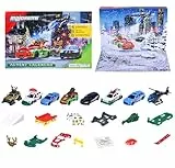 Majorette Auto Adventskalender 2025 für Kinder ab 5 Jahre - Weihnachtskalender mit 8 Spielzeugautos aus Metall und 16 Zubehör-Teilen - 24 Fenster mit Spielzeug-Befüllung inkl. Spielfläche
