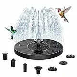 Auauraintt Solar Springbrunnen für Außen,Solar Springbrunnen Teichpumpe,Solar Springbrunnen mit 6 Sprüh Effekten, für Vogel-Bad,Teich,Wasserspiele,Fisch-Behälter,Garten（1W）