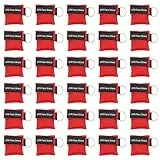 Yzpacc CPR Maske Beatmungsmaske CPR Maske Face Shield Beatmungsmasken mit Rückschlagventil Atmen Barriere Schlüsselanhänger für Erste Hilfe oder AED Training (rot, 30)