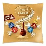 Lindt Schokolade LINDOR Sharing | 250 g | Kugeln mit zartschmelzender Füllung in den Sorten Milch, Feinherb 45 %, Weiß, Salted Caramel und Haselnuss | Schokoladen- | Pralinen-Geschenk