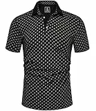 GLESTORE Golf Poloshirt Herren Kurzarm Polo Shirt Hemd für Männer Polohemden Regular Fit Schwarz XL