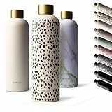 MAMEIDO Thermosflasche 750 ml, auslaufsichere Trinkflasche Edelstahl, Kohlensäure geeignet, BPA frei, Isolierflasche 12h heiß & 24h kalt (Almond Flakes)