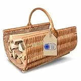 Creative Home Groß Kaminkorb Holzkorb Kaminholzkorb | 60 x 45 x 50 cm (+/-2cm) | Aufbewahrung Oval Weidenkorb für Kaminholz/Holz | Braun Dick Weide Feuerholzkorb mit Juteeinlage Holztrage Tragekorb