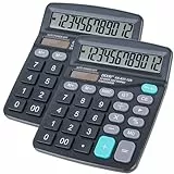 Diompirux 2 Stücke Standard Tischrechner 12-stelliger, Taschenrechner Klein mit großem Display und Sensitive Taste, Dual-Power (Solar und Batterie), Kompakt Taschenrechner für Schule, Büro