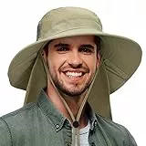 Kato Tirrinia Outdoor Sonnenhut Herren Damen mit Nackenschutz, UPF 50 UV Schutz Safari Hut, Faltbar Cap Sonnenschutz für Hiking Strand Anglerhut Wanderhut Gartenhut Tropenhut, Khaki