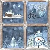 Horaldaily 4 PCS Weihnachten Fenster Aufkleber, Weihnachtsbäume Richtig Schneemann Hierher Snowflake für Home Party Zubehör Ladenfenster Glas Display Dekoration