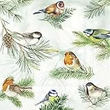 20 Servietten Tiere Vögel auf zarte Zweige als Tischdeko. Papierservietten mit Motiv. Auch für Decoupage und Serviettentechnik 33x33cm