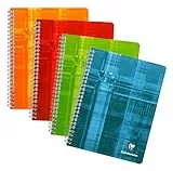 Clairefontaine 8762C - Packung mit 5 Heften mit Spiralbindung, 90 Blatt, 17 x 22 cm, kariert, 90g, farbig sortiert, 1 Pack