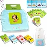Sprechende Flash-Karten, Standard Deutsch-112 Blätter 224 Wörter, Sprechende Flash Karten Lernspielzeug für Kleinkinder 2-4 Jahre Alt, Interaktive Spielzeug für Jungen Mädchen (Blau)