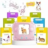 Zweisprachige Sprechende Lernkarteikarten (Englisch und Französische), Sprechende Flash-Karten für Kleinkinder 2-6 Jahre Alt, 112 Blätter 224 Wörter, Hörbar Lernspielzeug