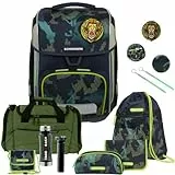Generisch Schneiders Ergolite Schulranzen-Set für Jungen (12 TLG. mit Sporttasche und Brustbeutel, Camo Rush)