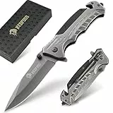 NedFoss FA46 Taschenmesser, Rettungsmesser mit Gurtschneider & Glasbrecher, Klappmesser mit Gürtelclip, Einhandmesser für Auto, Survival überlebensmesser für Unfallsituationen, Rescue messer