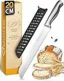 KRUSTENZAUBER Scharfes Brotmesser mit Wellenschliff mit 20cm Klingenlänge, Großes Brotschneidemesser aus langlebigen Edelstahl für präzises und müheloses Brot Schneiden, Sägemesser für Brot & Brötchen