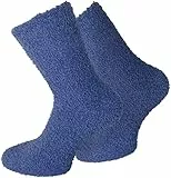 normani 2 oder 4 Paar Kuschelsocken Uni Farben für Damen und Herren Farbe 2 x Blau Größe 47-50