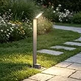Mai & Mai Außenleuchte 128x98x808mm IP65 Wegeleuchte Außen | Pollerleuchte für Garten, 3000K Stehlampe Gartenlampe | Außenlampe Standleuchte Sandgrau dunkel 6W Pfadfinder