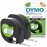 DYMO Original LetraTag Papier Etikettenband | schwarz auf weiß | 12 mm x 4 m | selbstklebendes Schriftband | für LetraTag-Beschriftungsgerät | 2 Etikettenkassetten