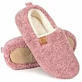 EverFoams Damen Winter Warme Hausschuhe Kunstwolle Memory Foam Geschlossen Pantoffeln, rose, 38/39 EU