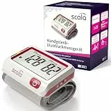 scala SC 6027A rot Handgelenk Blutdruckmessgerät – Ultra-Flach & Kompakt – Großes Jumbo-Display & Raumtemperatur-Anzeige – 2 Nutzer Speicher (2x20) – Smart Logic Technologie