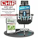 VALKENSTOL M6 Bürostuhl Ergonomisch Testsieger für Grosse Menschen, Breite Sitzfläche Schreibtischstuhl, Office Chair mit Lordosenstütze, Verstellbare Rückenlehne für Gesundes Sitzen Chefsessel 150kg