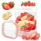 Kreativer Erdbeer- und Obstschneider, abnehmbare Schneidklingen mit Druckplatte, Rosa