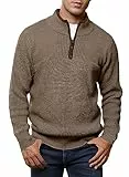 Meilicloth Winterpullover Herren Pullover Half Zip Pullover Herren Winter Warm Strickpullover Sweater Männer Arbeitspullover Basic Pulli Rollkragenpullover Braun XXL