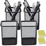 DARUITE Stiftehalter Schreibtisch, 4 Stück Stiftebecher,Metall Stifthalter,Stifteköcher Multifunktions,Pencil Holder Kinder,Organizer Büroorganizer Bürobedarf Becher für Stifte(Schwarz)