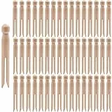 KAHEIGN 100Pcs Holz Rundkopf Wäscheklammern, 11cm Rundkopfklammern zum Stecken Sturmklammern für Puppenherstellung und DIY, Wäscheklammern zum Aufhängen von Kleidung an der Wäscheleine