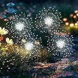 GIGALUMI Solarleuchten für den Außenbereich, 4 Stück, Solar-Feuerwerk-Lichter, wasserdicht, 120 LEDs, Solar-Starburst-Licht für Hof, Balkon, Terrasse, Pflanzgefäß, Gartendekoration (kaltweiß)