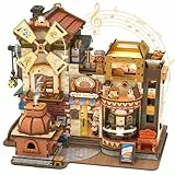 CUTEBEE 3D Holzpuzzle Bread Factory – Modellbau Holz Bausatz für Erwachsene mit LED, Musik & rotierenden Mechanismen, 576-teiliges Miniatur-Haus, Holzbausatz DIY, Bücherregal-Deko, Geschenkidee