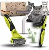 ORIENTPAW® Profi Katzenbürste 3er Set – Katzen Pflegeset - 100% Komfort & Hygiene dank gerundeter Massageborsten – selbstreinigende Katzen Fell Bürste für Kurzhaar & Langhaar – Unterfellbürste Katzen