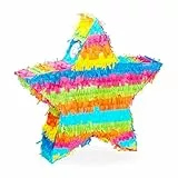 Relaxdays Pinata Stern, zum Aufhängen, für Kinder, Mädchen & Jungs, Geburtstag, zum selbst Befüllen, Piñata, bunt