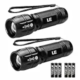 Lighting EVER LE LED Taschenlampe Klein, Extrem Hell & Zoombar Mini Taschenlampen Batteriebetrieben für Kinder, Wasserdichte Handlampe für Camping, Outdoor, Notfälle (2er-Pack)