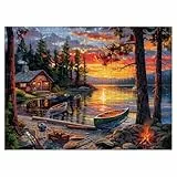 Klassische Puzzles, Rechteck Puzzle 1000 Teile Erwachsene, 50 x 70 cm Kanusee, Unregelmäßige Einzigartige Puzzles für Erwachsen, Schön Geschenk für Familie Freunde