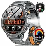 DREMAC 2026 Smartwatch Herren Militär-1.85'' HD Große Display/1000mAh Akku,Smartwatch mit Taschenlampe/110+ Sportmodis/2 Bander/IP68,Fitness Tracker mit Puls/SpO2/Schlafmonitor,Android iOS