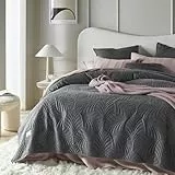 ROOM99 Feel Elegante Tagesdecke in Dunkelgrau 220 x 240 cm Vielseitige Wohndecke Bettüberwurf oder Sofaüberwurf Überwurfdecke für Bett und Sofa Steppdecke Stil Ideal als Bedspread Velvet Samt