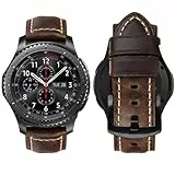 MroTech 22mm Armband kompatibel mit Garmin Venu 2/Venu 3 Lederarmband Galaxy Watch 46mm/Galaxy Watch 3 45mm/Gear S3 Frontier Ersatzband für Huawei Watch GT/GT2/GT3/GT4 46mm Armband Leder Retro Kaffee
