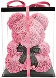 NADIR 25cm 40cm 70cm Blumenbär Rosenbären mit Schleife/inklusive vorverpackter Geschenkbox/Valentinstag Muttertag Geburtstag Jahrestag Infinity Rosebear Bär aus Rosen Teddybär Blütenbär