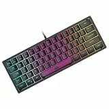 ZIYOU LANG Mini 60% Gaming-Tastatur, Membran Game Keyboard mit Halbmechanisch Tasten, Kompakt 62 Tasten, Optical RGB-Chroma-Hintergrundbeleuchtung, QWERTY Layout für PC Laptop Mac Computer-Schwarz
