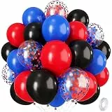 Ovanda Luftballons Blau, Luftballons Spinnen, 30 Stück Ballons Rot Blau, Latexballons mit Konfetti Ballons Helium Ballon für Geburtstag Baby Shower Hochzeit Party Deko Luftballons Superhelden