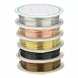 5 Rollen Schmuckdraht, Handwerk Schmuck Draht Trübungsbeständiger Kupfer Schmuck Draht Basteln Schmuckherstellung Biegbarer Kupferdrahtrolle Schmuck Perlendraht für Basteln (Metallfarbe, 0.5mm)