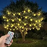 BG9D Solar Lichterkette Außen,8M 40 LED Solar Pineapple Lichterkette mit 10 Lampen,8 Modi Mit Fernbedienung,IP67 Wasserdicht,für Outdoor,Terrasse,Balkon,Hochzeit,Party,Garten,Warmweiß