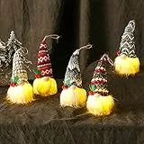 Bseical 5 Stück Weihnachtswichtel Weihnachtsmann Gnom Plüsch Weihnachtsanhänger, Weihnachtszwerg mit LED Licht, Weihnachtsdeko Handgemachte Schwedischen Santa, Weihnachtsbaum Dekoration