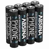 ABSINA 8X AAA Akku für Gigaset Telefon - NiMH Akku AAA für Telefon 800mAh - Akkus wiederaufladbar Gigaset CL660HX, A415, A400, C300, C430, C475, C530, AS690, E290, 520HX UVM - Aufladbare Batterien