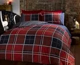 Rapport Home Argyle-Bettwäsche-Set für Einzelbett, Bettbezug und Kissenbezug, wendbar, Schottenkaro, Rot