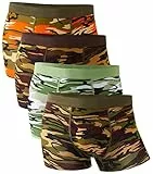 YOULEHE Boxershorts Herren Multipack Männer Unterwäsche Bambusfaser Unterhosen Men Retroshorts Boxer (4er Pack Tarnung, XL)