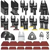 136 Teiliges Multitool Sägeblätter, Multitool Sägeblätt Set, Titanium Oszillierwerkzeug Zubehör inklusive Schleifpads, für Holz,Kunststoff, Metall,Kompatibel mit Einhell DTM51Z Dremel und mehr
